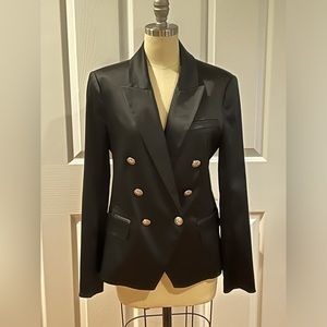 NWOT L’Agence Black Satin Double Breasted Blazer